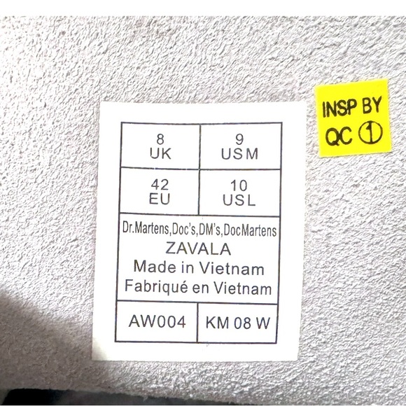 Dr. Doc Martens Zavala Leather Air Wair White Black Combat Boots Women 10 New - Picture 6 of 12